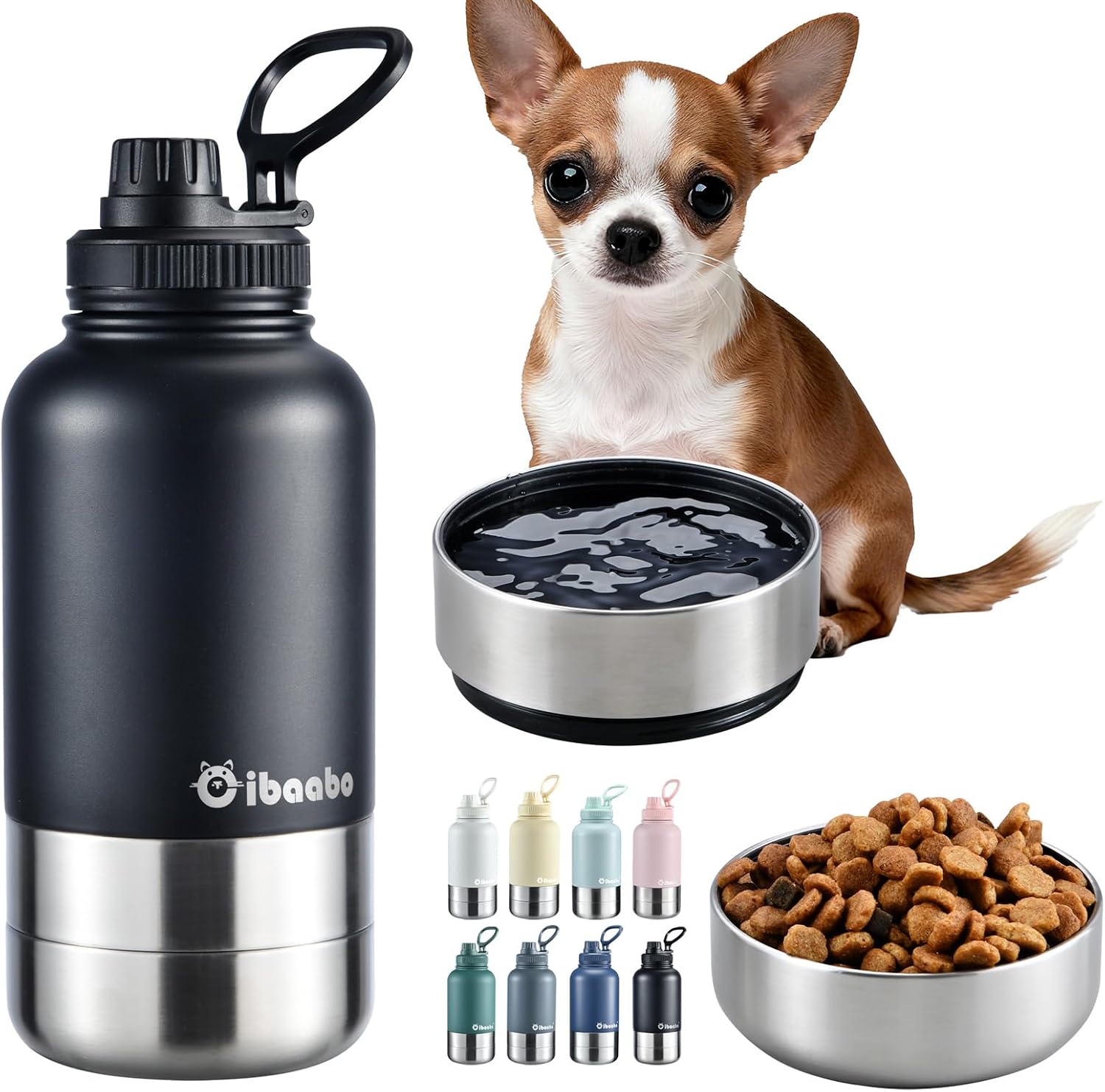Cibaabo Insulated Dog Water Bottle 32oz Keep Water Cool with 2 Bowls | Travel Feeding & Hydration | Stainless Steel Double Wall Thermos | Portable Pet Dispenser | for Dog & Owner | Hiking Beach Cibaabo Insulated Dog Water Bottle 32oz Keep Water Cool with 2 Bowls | Travel Feeding & Hydration | Stainless Steel Double Wall Thermos | Portable Pet Dispenser | for Dog & Owner | Hiking Beach - Image 1