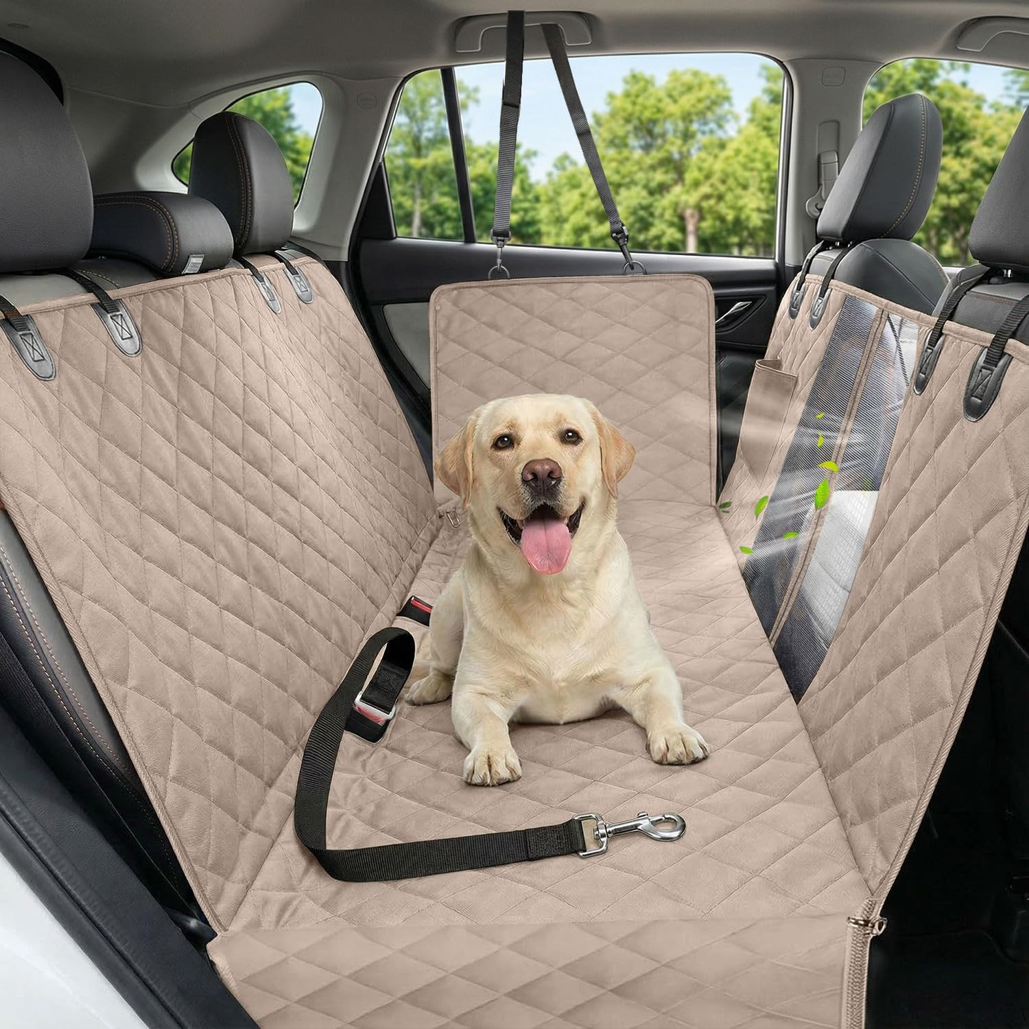 Dog Car Seat Cover, 600D Heavy Dute Car Seat Cover for Dogs Pets, 100% Waterproof Anti-Scratch Nonslip Dog Hammock for Cars, Seat Covers Protector with SeatBelt for Sedan SUV Truck Standard Khaki Dog Car Seat Cover, 600D Heavy Dute Car Seat Cover for Dogs Pets, 100% Waterproof Anti-Scratch Nonslip Dog Hammock for Cars, Seat Covers Protector with SeatBelt for Sedan SUV Truck Standard Khaki - Image 1